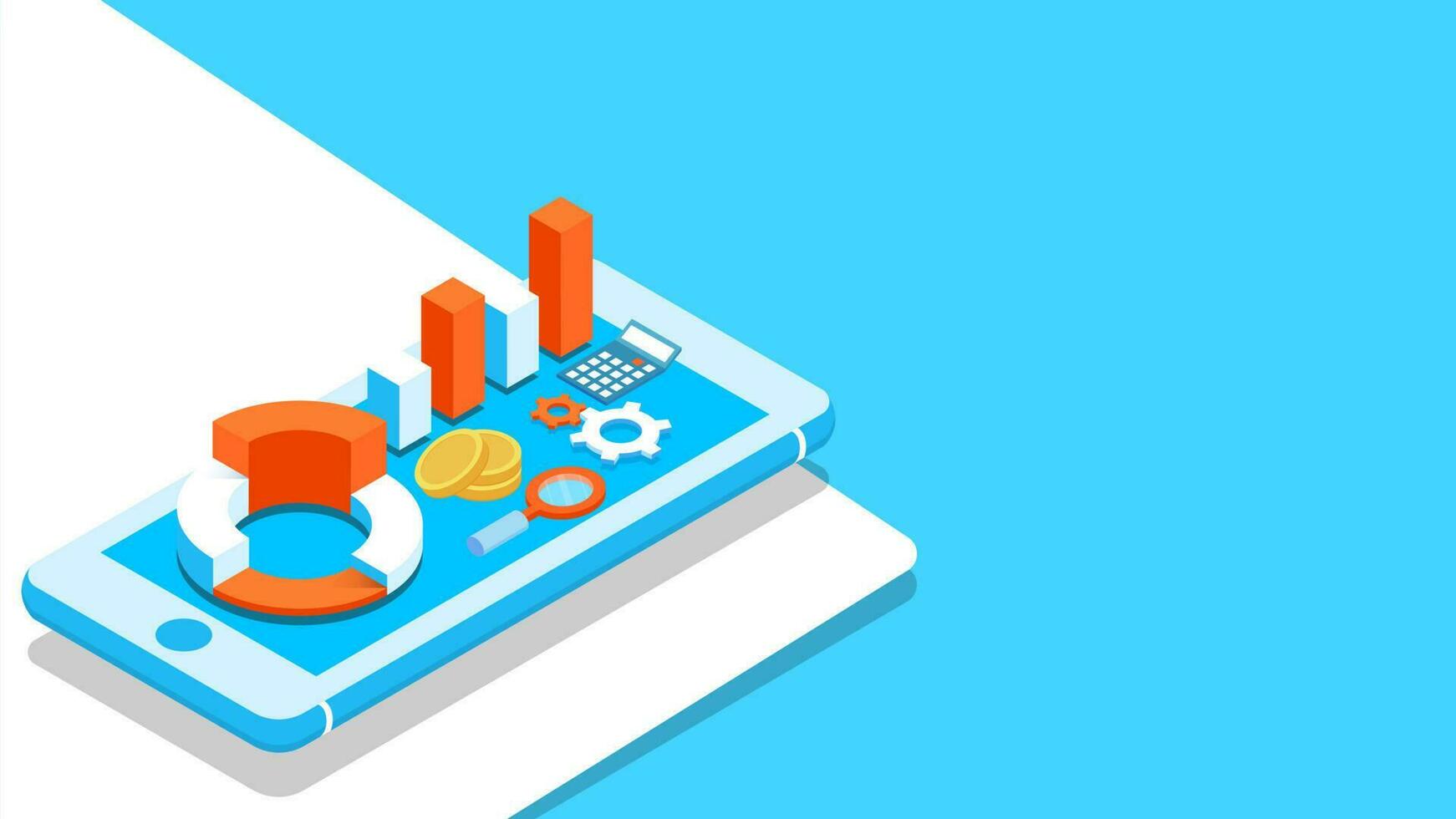 3d isométrica ilustración de negocio infografia elemento en teléfono inteligente pantalla para datos analítico concepto establecido diseño. vector