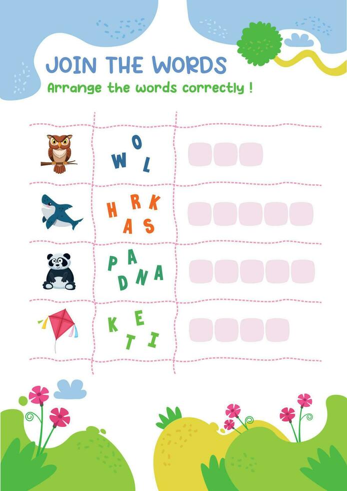 Connecting english words for kids vector