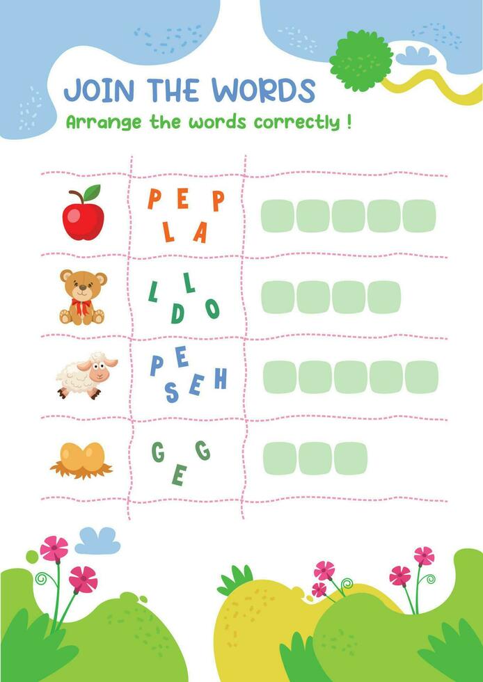 Connecting english words for kids vector