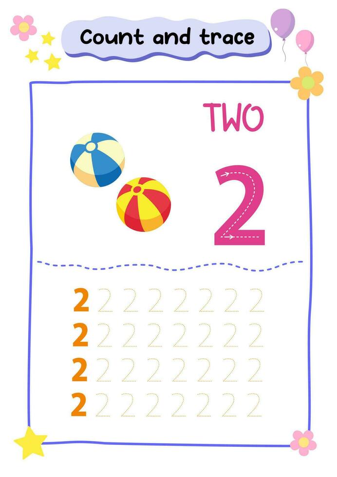 Counting and tracing numbers for kids vector