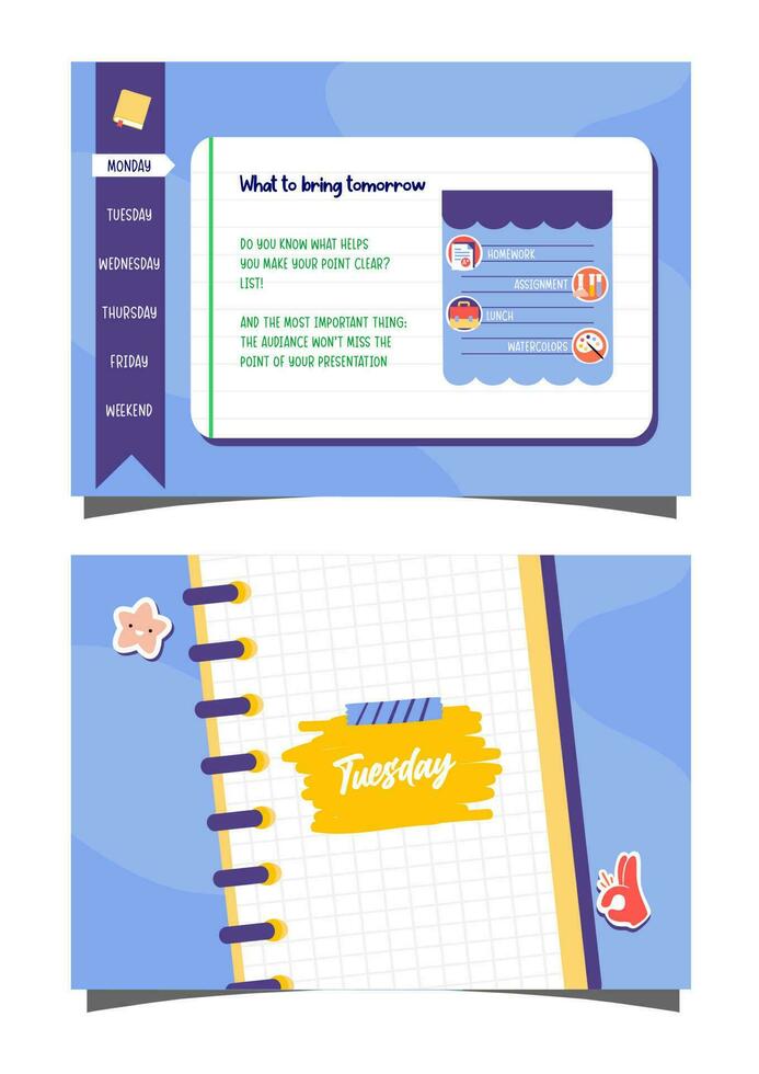 School planner book vector