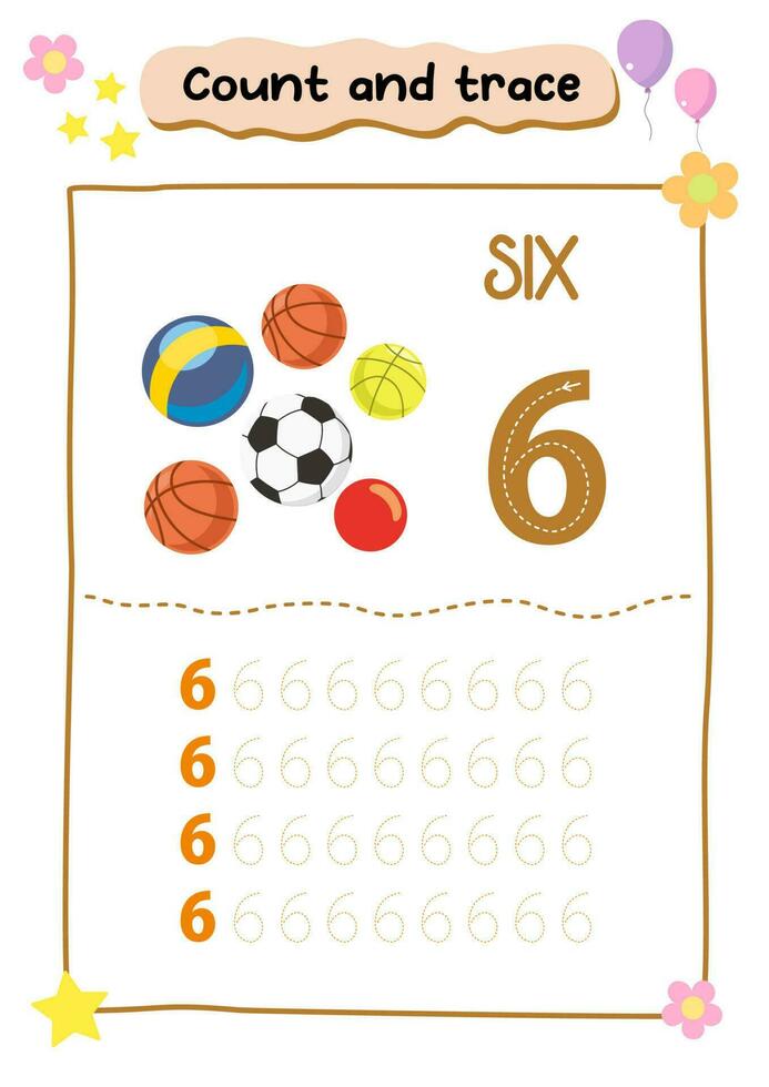 Counting and tracing numbers for kids vector