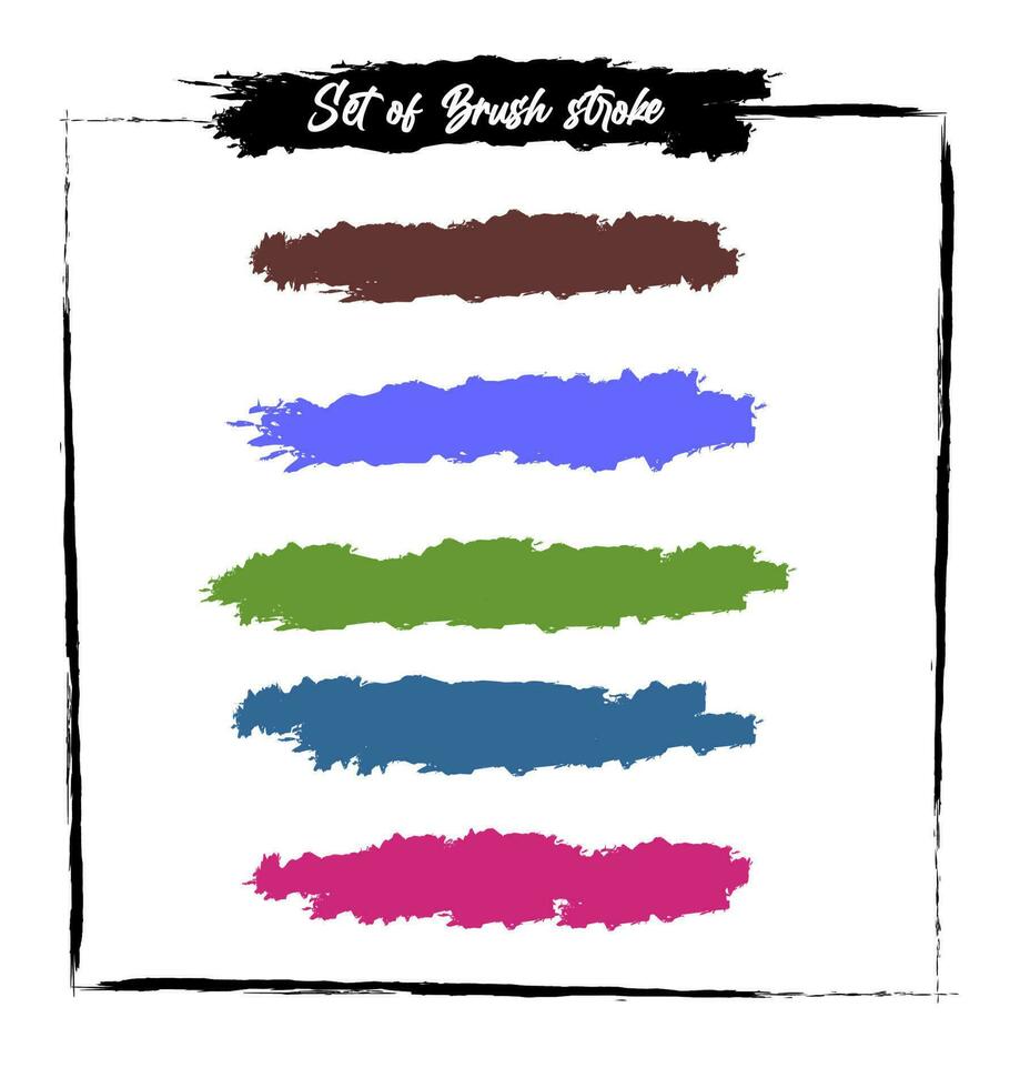 Colorful brush strokes set vector