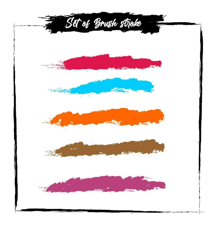 Colorful brush strokes set vector