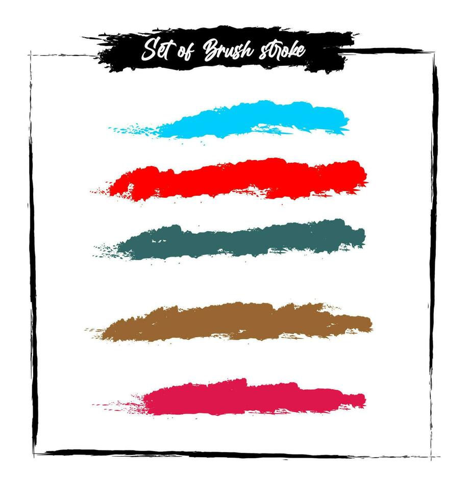 Colorful brush strokes set vector