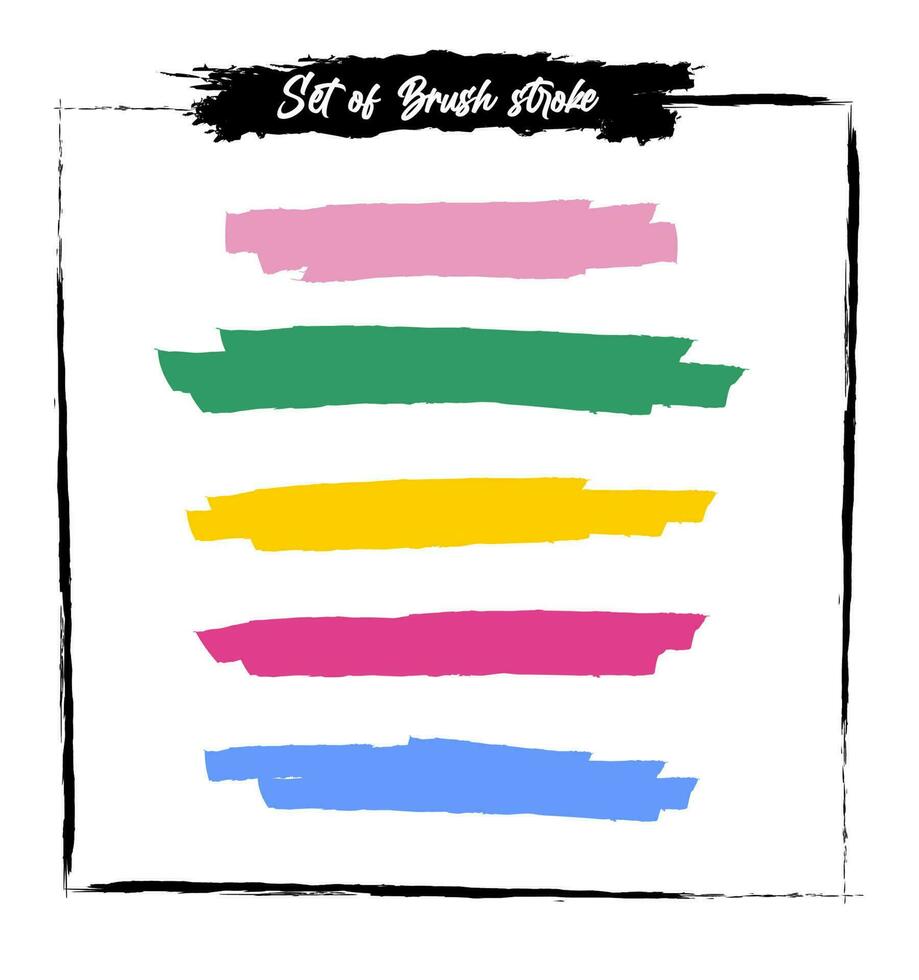 Colorful brush strokes set vector