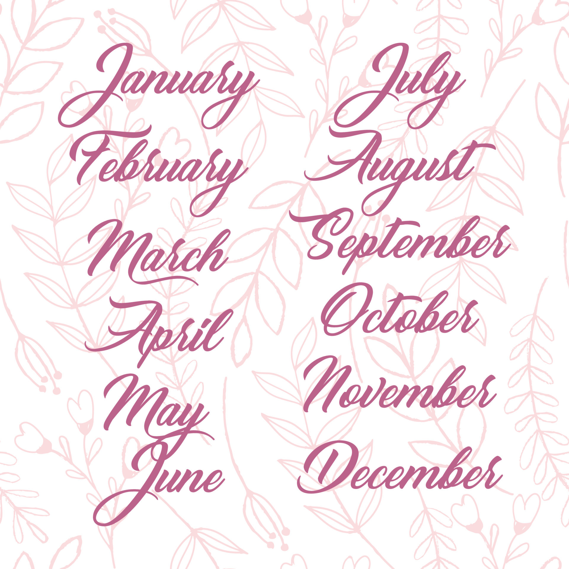 Names of months for calendar or notes book 24049546 Vector Art at Vecteezy Names of months for calendar or notes book 24049546 Vector Art at Vecteezy