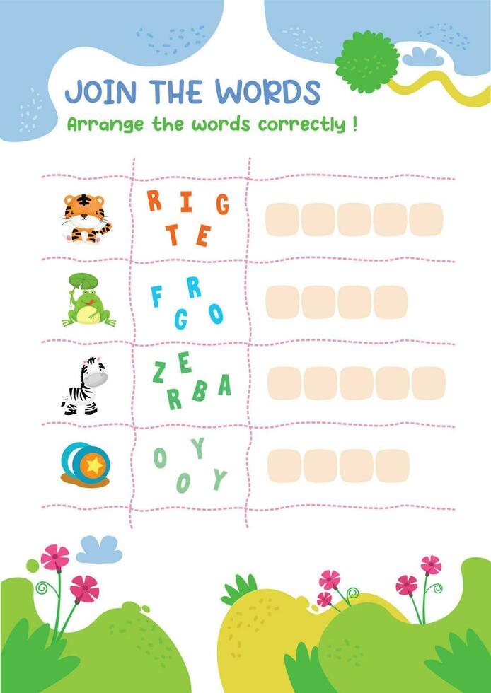 Connecting english words for kids vector