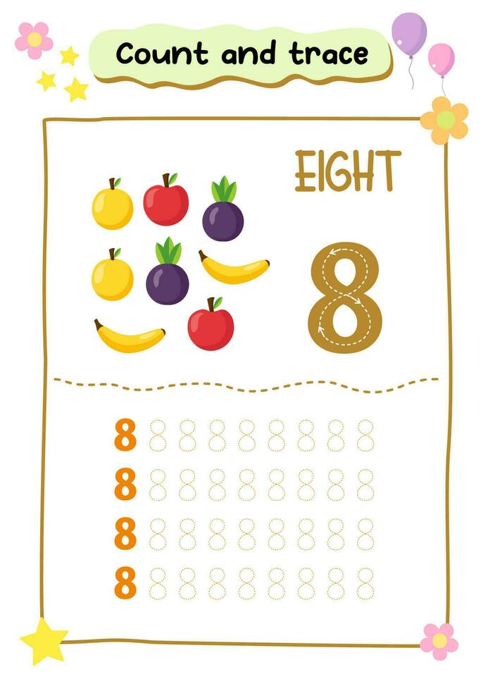 Counting and tracing numbers for kids vector