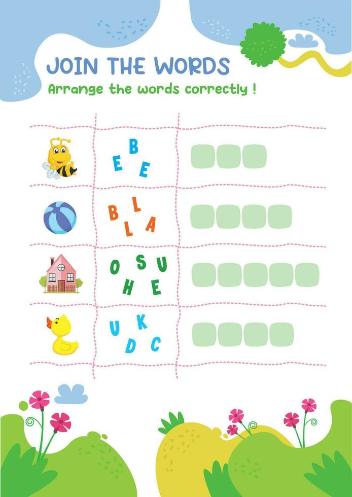 Connecting english words for kids vector