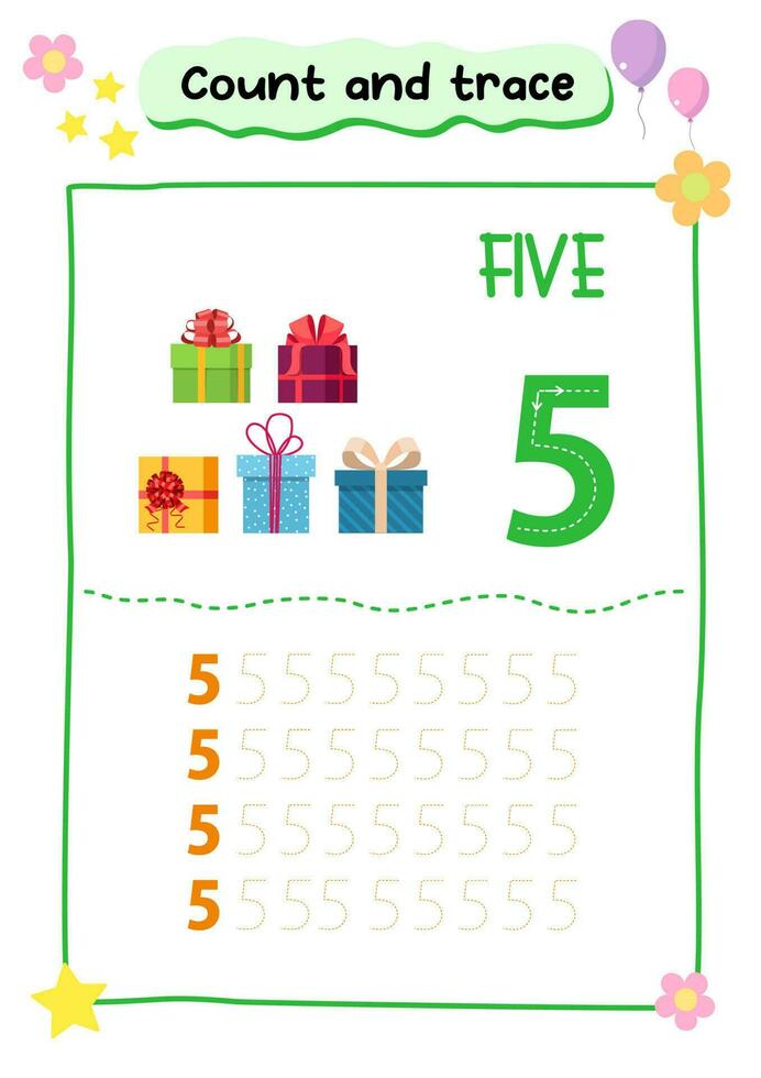 Counting and tracing numbers for kids vector