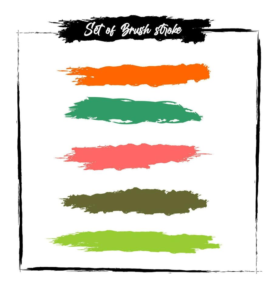 Colorful brush strokes set vector