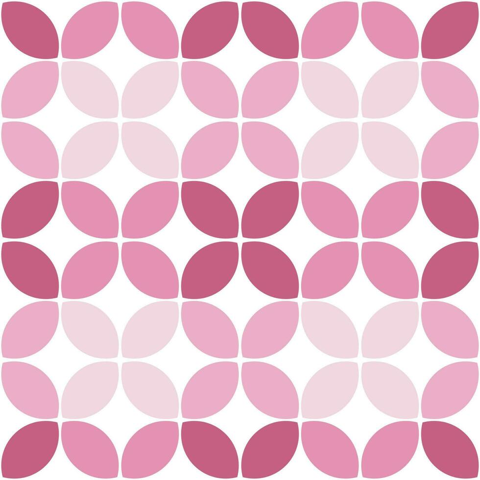 Modern minimalistic  geometric seamless pattern, rounded shapes, leaves in pink color scheme on a white background vector