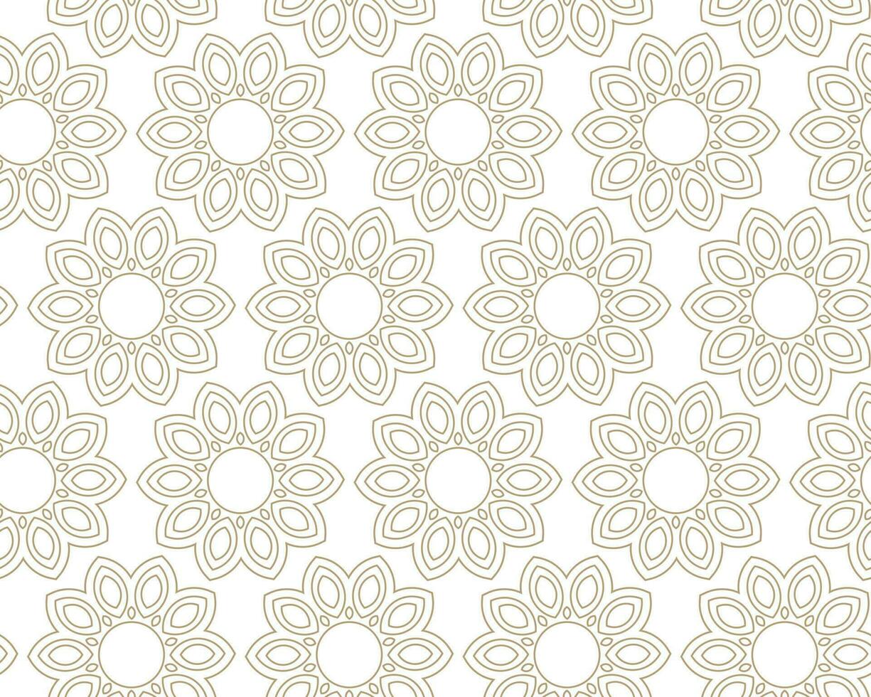 Modern vector seamless illustration. Linear gold pattern on a white background. Ornamental pattern for leaflets, printing, wallpaper, backgrounds