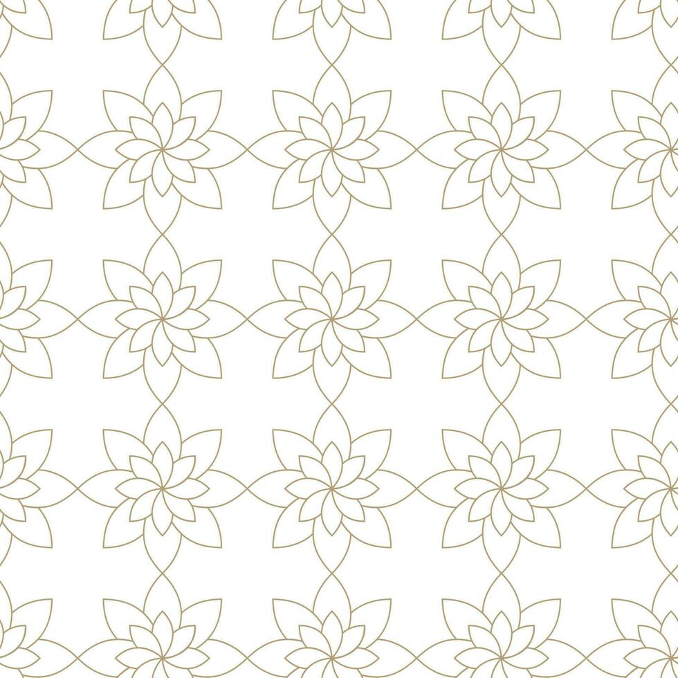 Modern vector seamless illustration. Linear gold pattern on a white background. Ornamental pattern for leaflets, printing, wallpaper, backgrounds