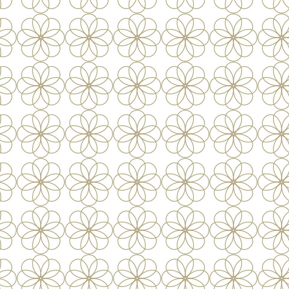 Modern vector seamless illustration. Linear gold pattern on a white background. Ornamental pattern for leaflets, printing, wallpaper, backgrounds