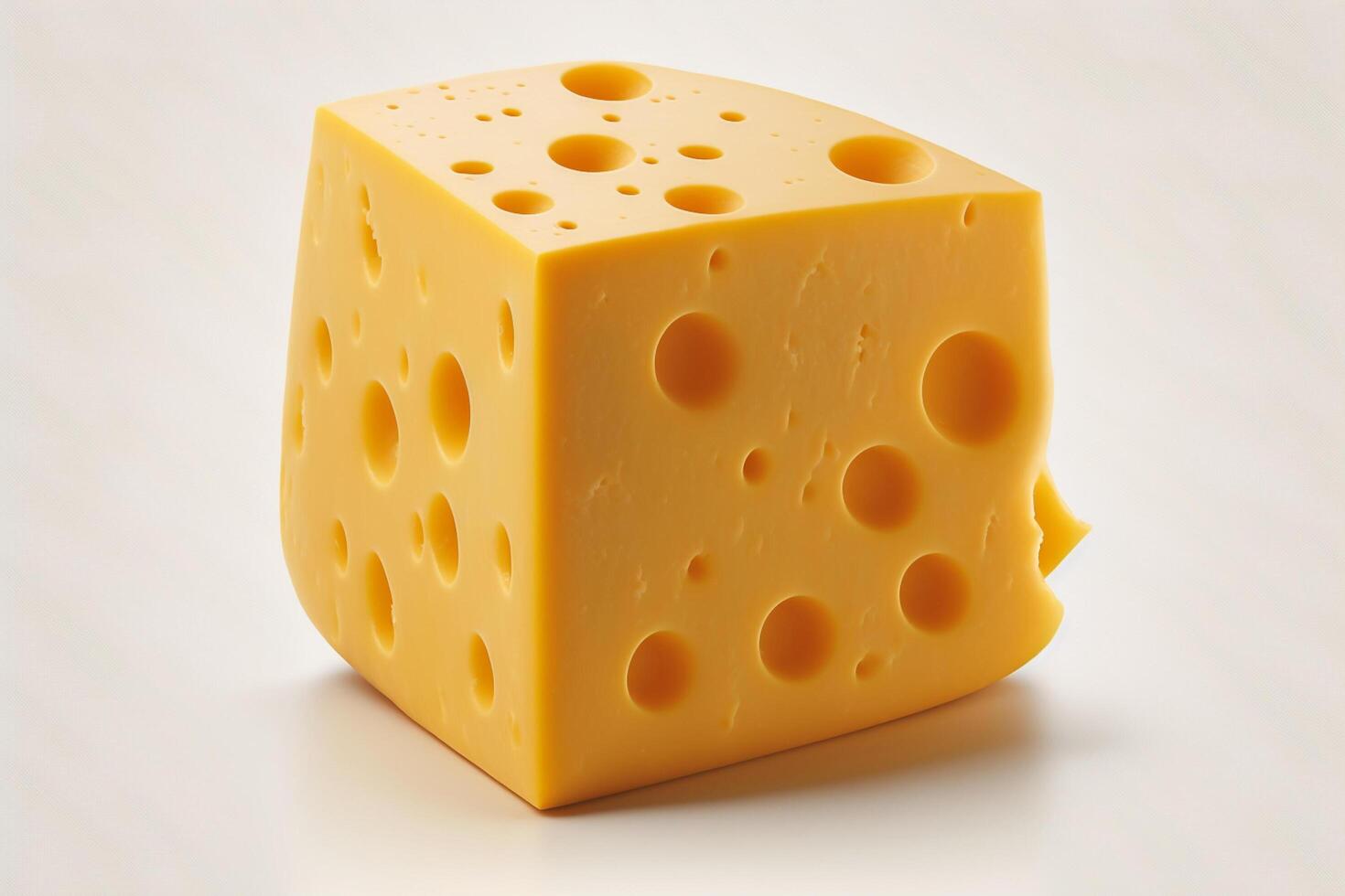 Delicious piece of cheddar cheese without packaging on white background. Emmental cheese wedge. Swiss, italian dairy fresh organic product. For cheese festival food or world cheese day by photo