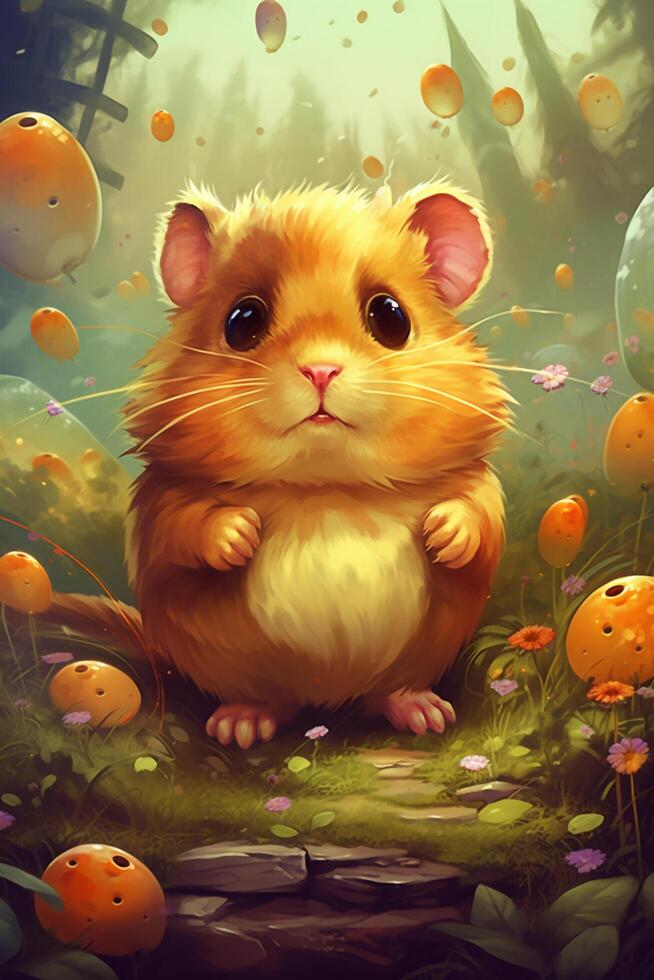 Magical Adventures of a Cute Little Hamster in a Mystical World AI