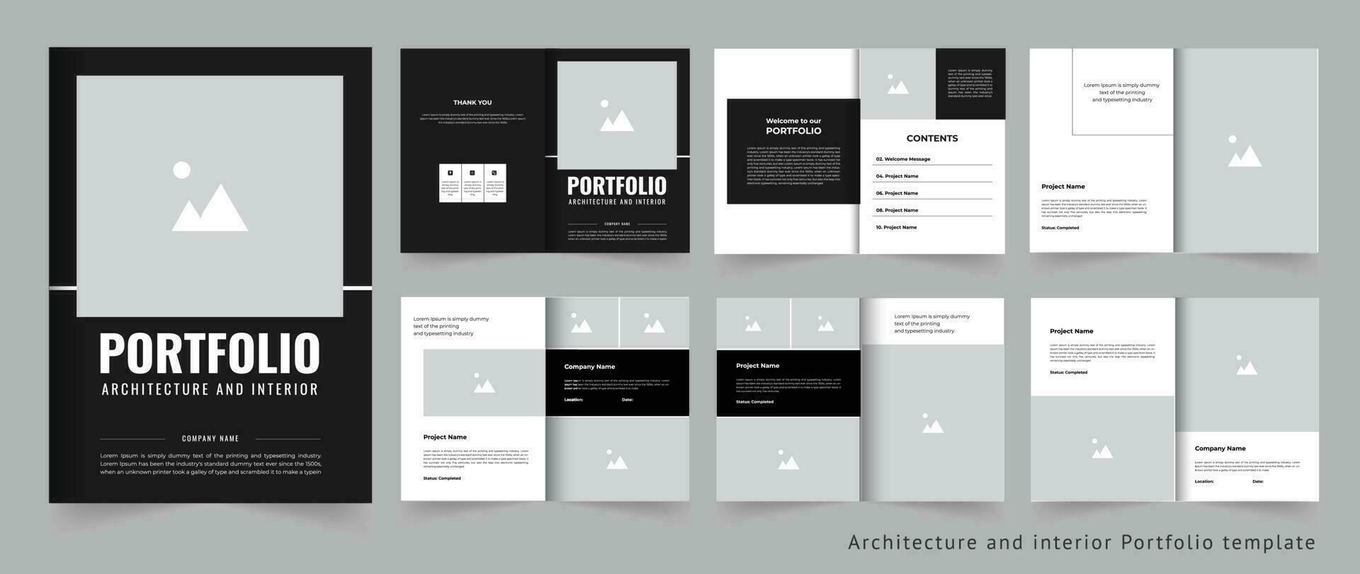 Architecture portfolio layout template design or interior portfolio vector