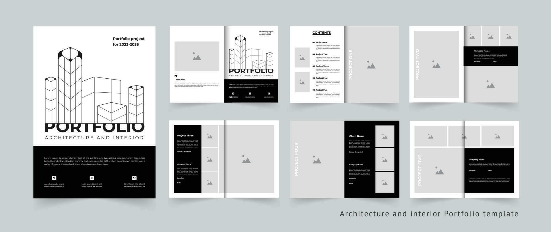 Architecture portfolio interior portfolio template design A4 standard size vector