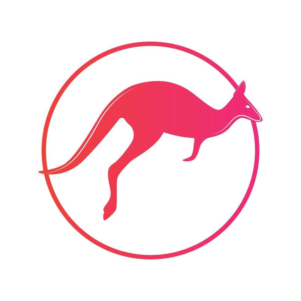 Kangaroo jumping logo template vector illustration inside a shape of ring.