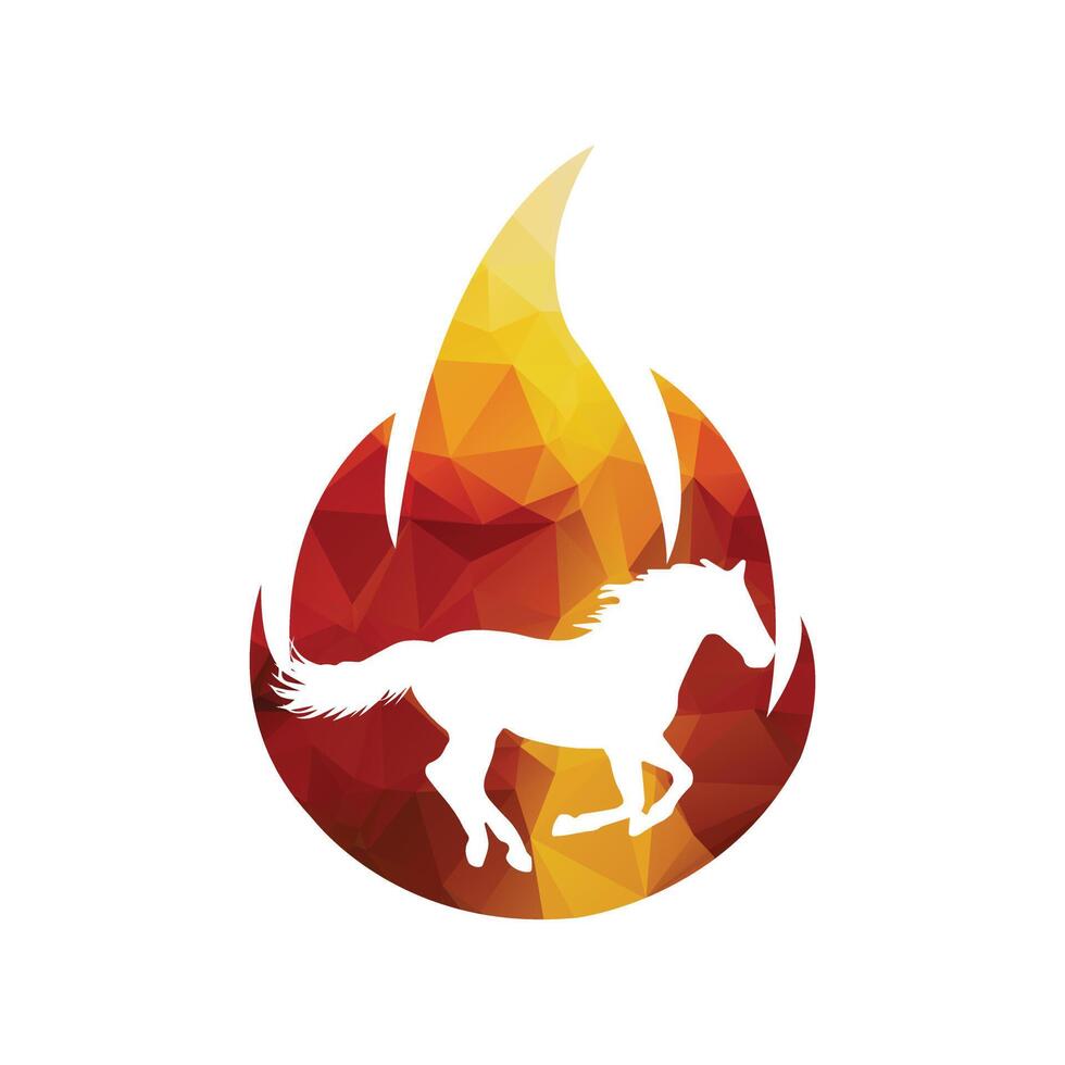 caballo corriendo icono vector ilustración dentro un forma de fuego modelo color.