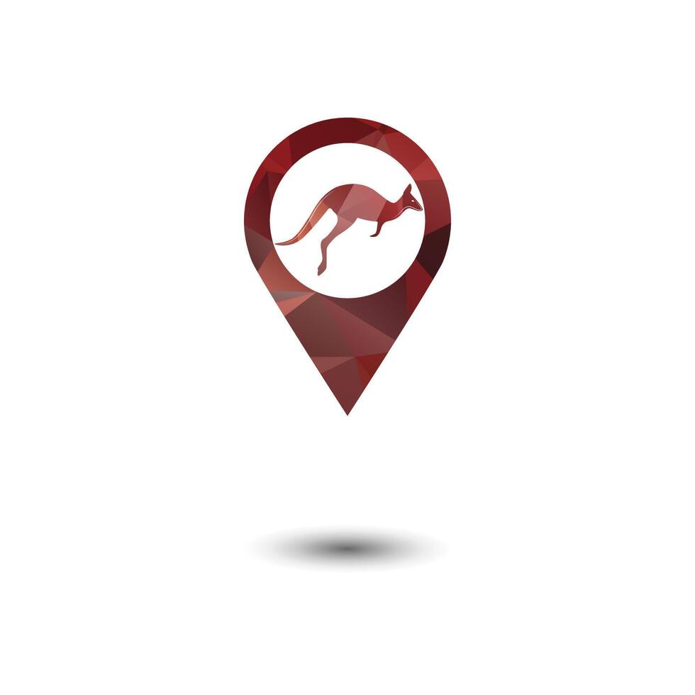 Kangaroo jumping logo template vector illustration inside a shape of location.