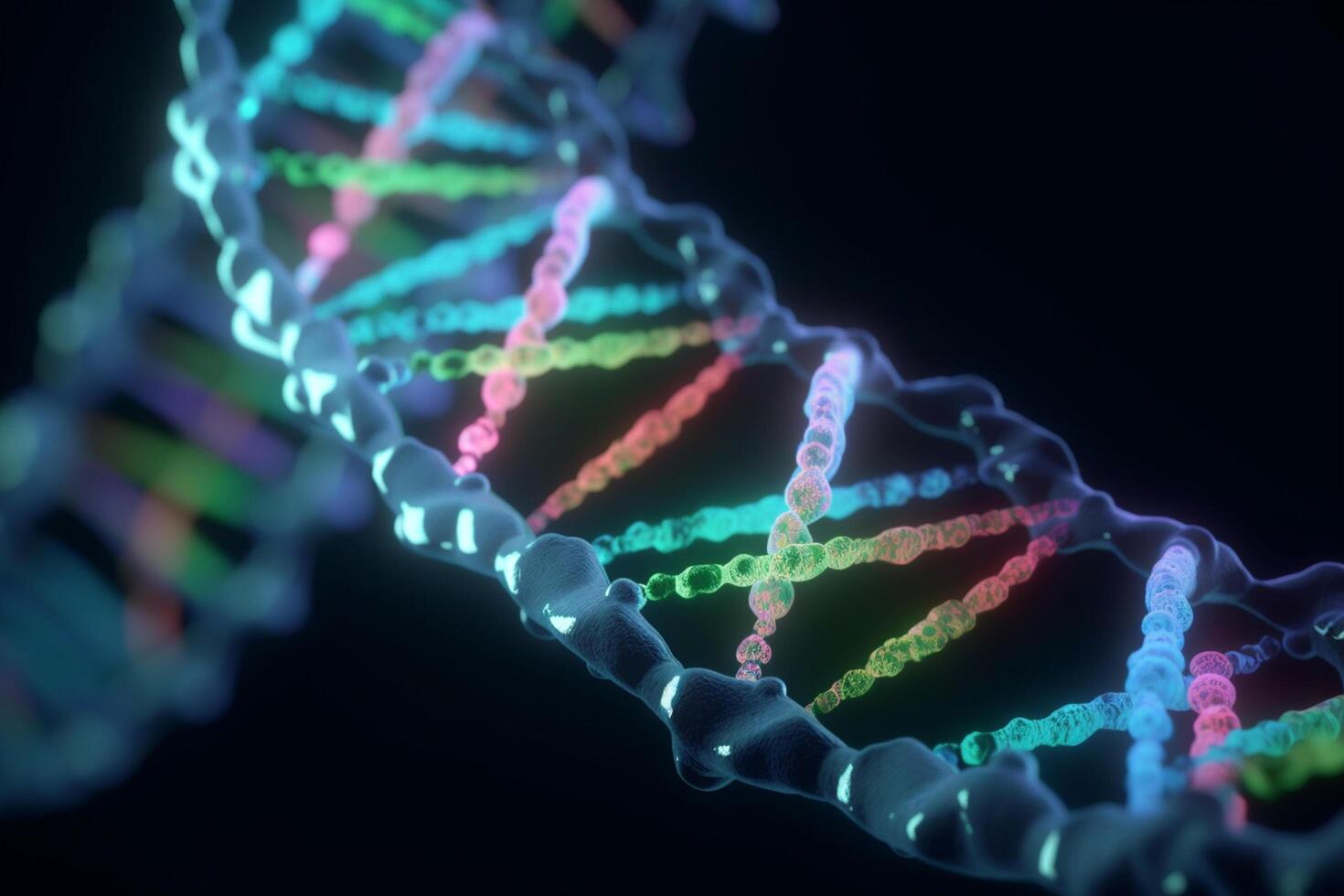 Abstract 3D Illustration of Protein Biosynthesis Process in Microscopic Scale with Vibrant Colors photo