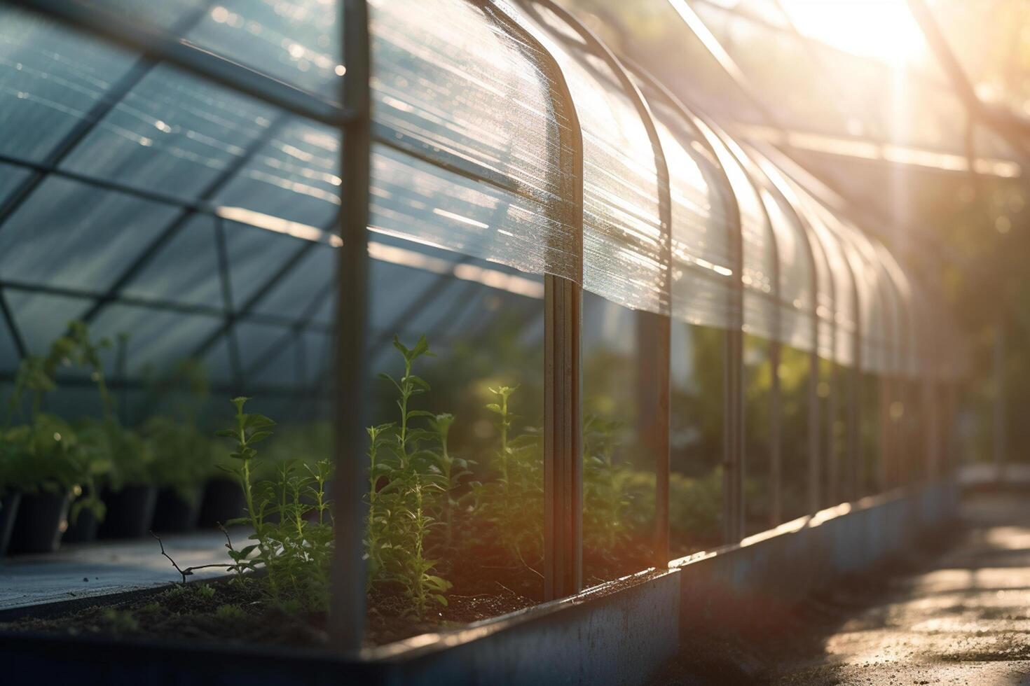 Serene Oasis A Gorgeous Greenhouse Bursting with Life and Sunlight photo