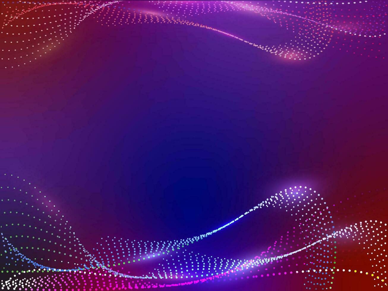Abstract Dotted Waves Curve On Gradient Background. vector
