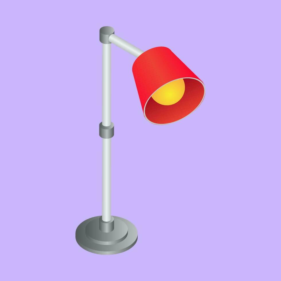 Red and Gray Table Lamp in 3D style. vector