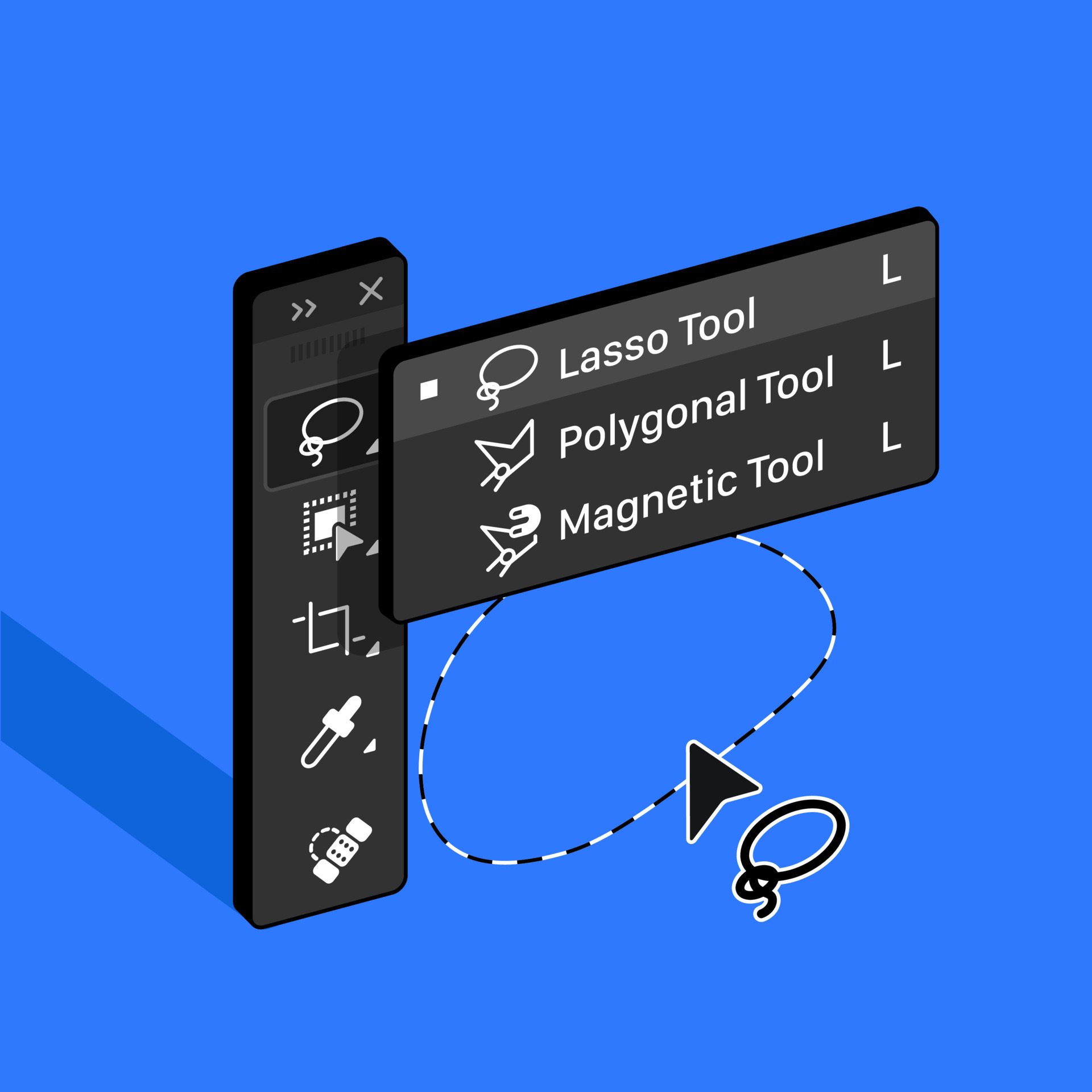 Tools Panel. Lasso Polygonal tool 24050174 Vector Art at Vecteezy