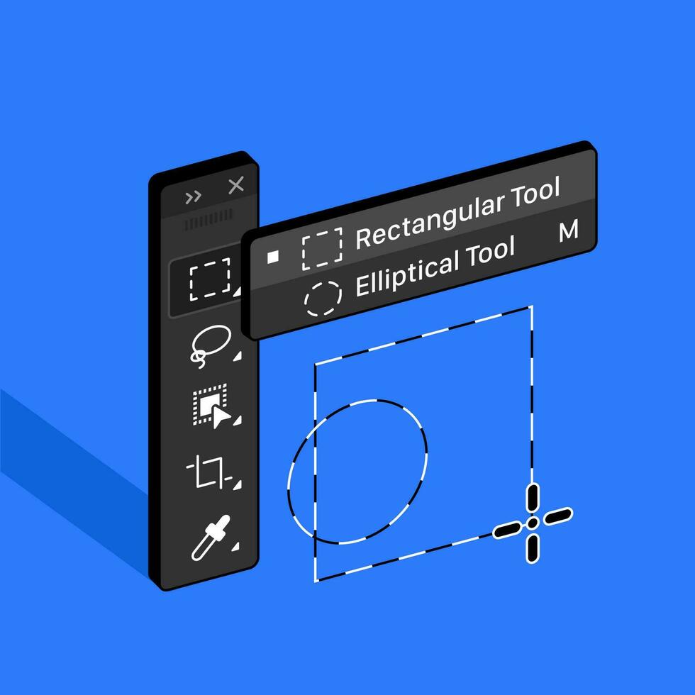 Tools Panel. Rectangular Marquee tool. Elliptical tool vector