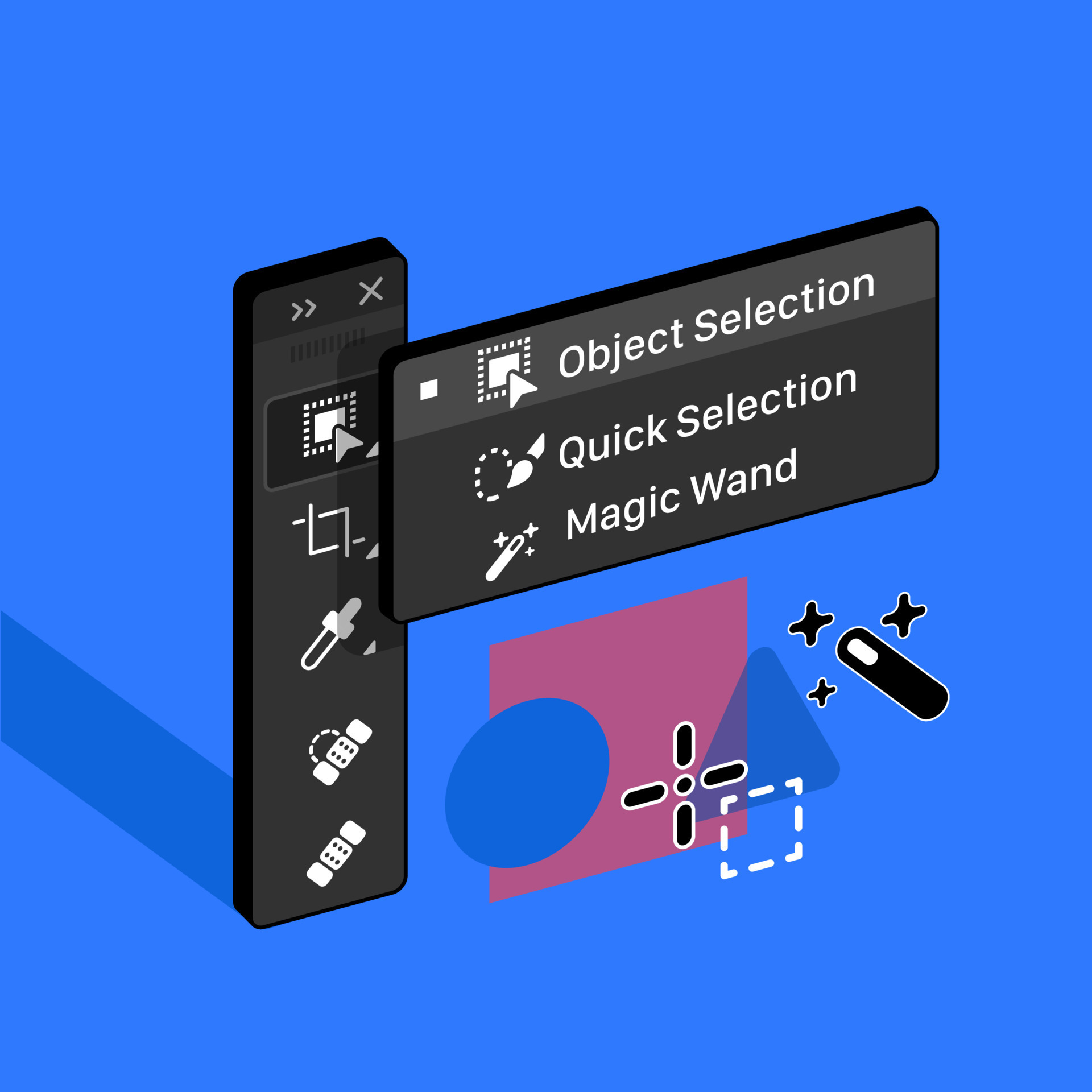 Tools Panel. Object Selection. Quick selection and Magic Wand tool
