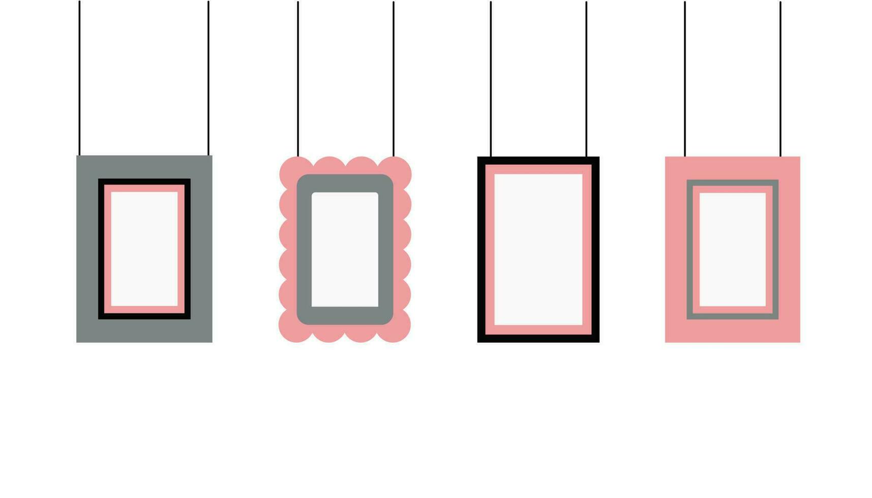 Photo frames . Set of simple empty vector frames. Gallery, space for photo and text.