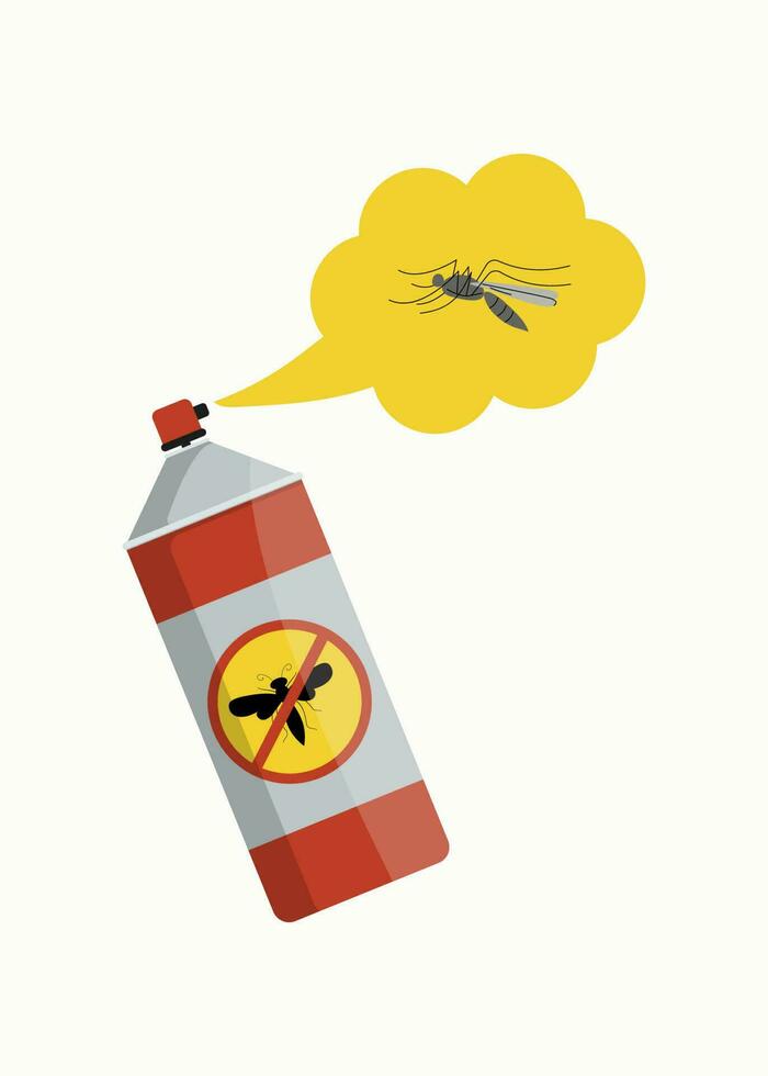 Mosquito cartoon. Destruction of insects of flies, mosquitoes. The concept of malaria control. Vector illustration.
