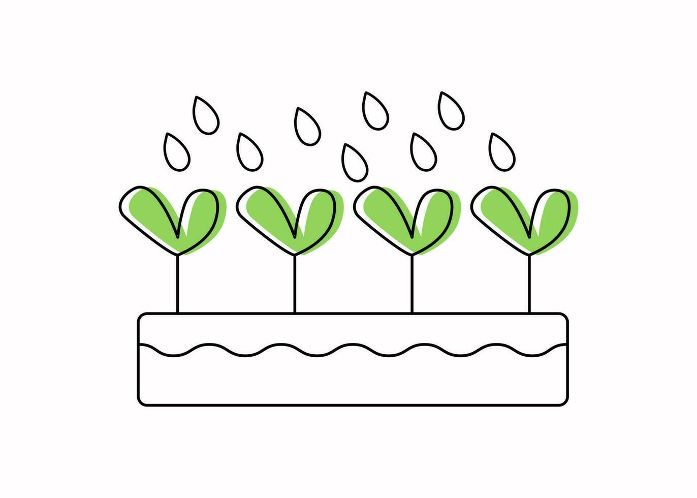 creciente plantas. coles en un caja. planta cuidado. describir, línea dibujo. garabatear estilo. vector gráficos.