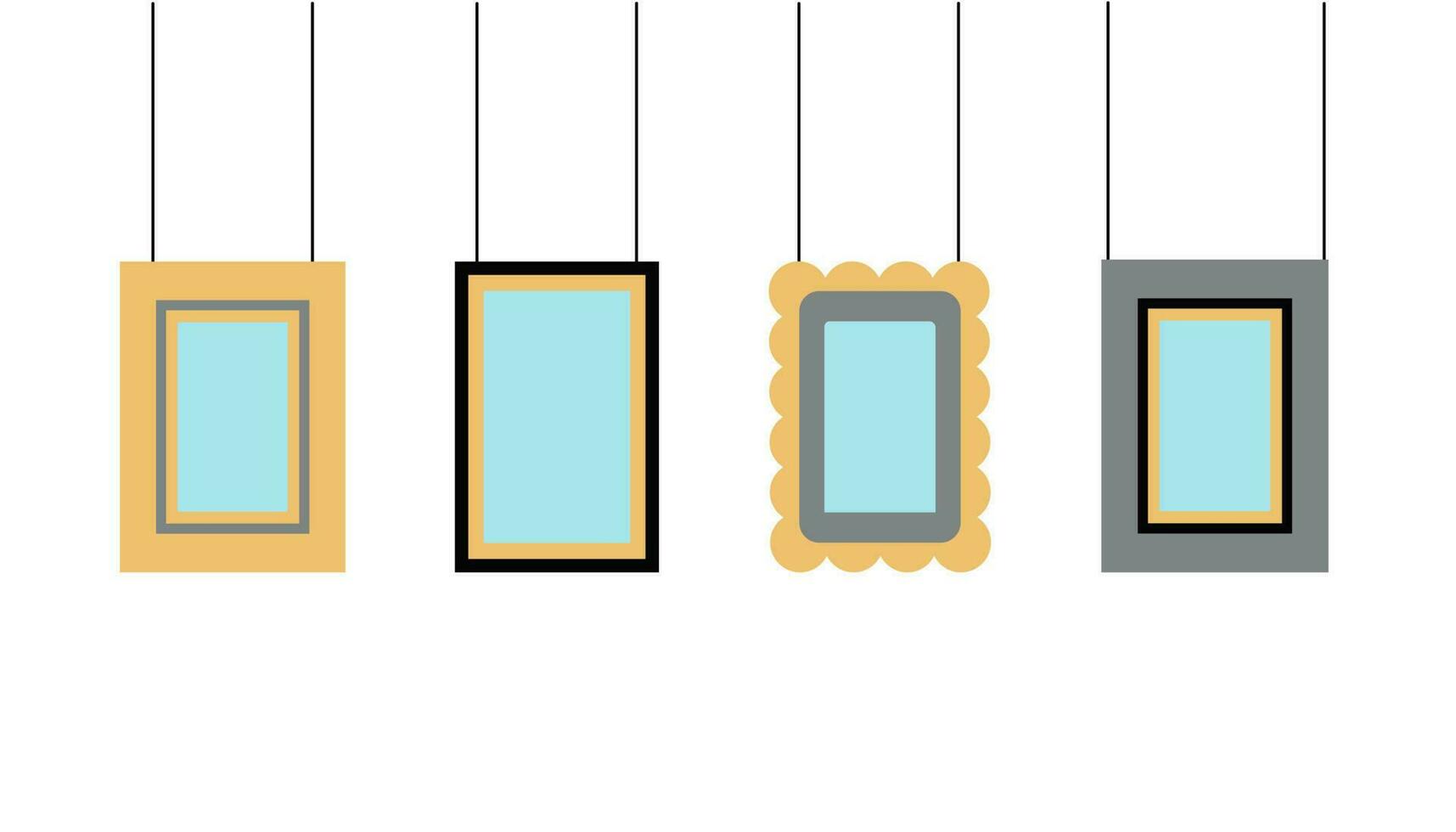 Photo frames . Set of simple empty vector frames. Gallery, space for photo and text.