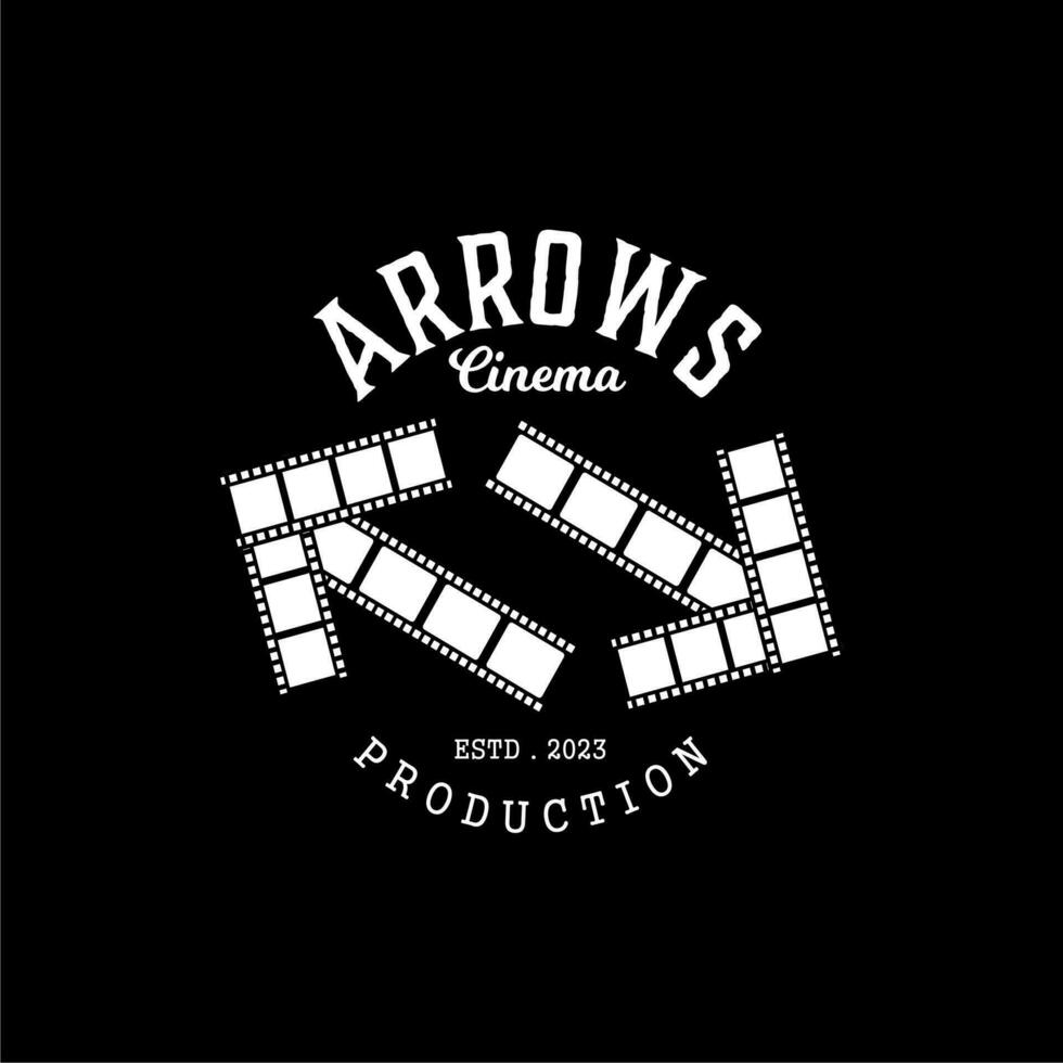 cine empresa logo con película tira forma siguiente flecha y anterior vector diseño inspiración