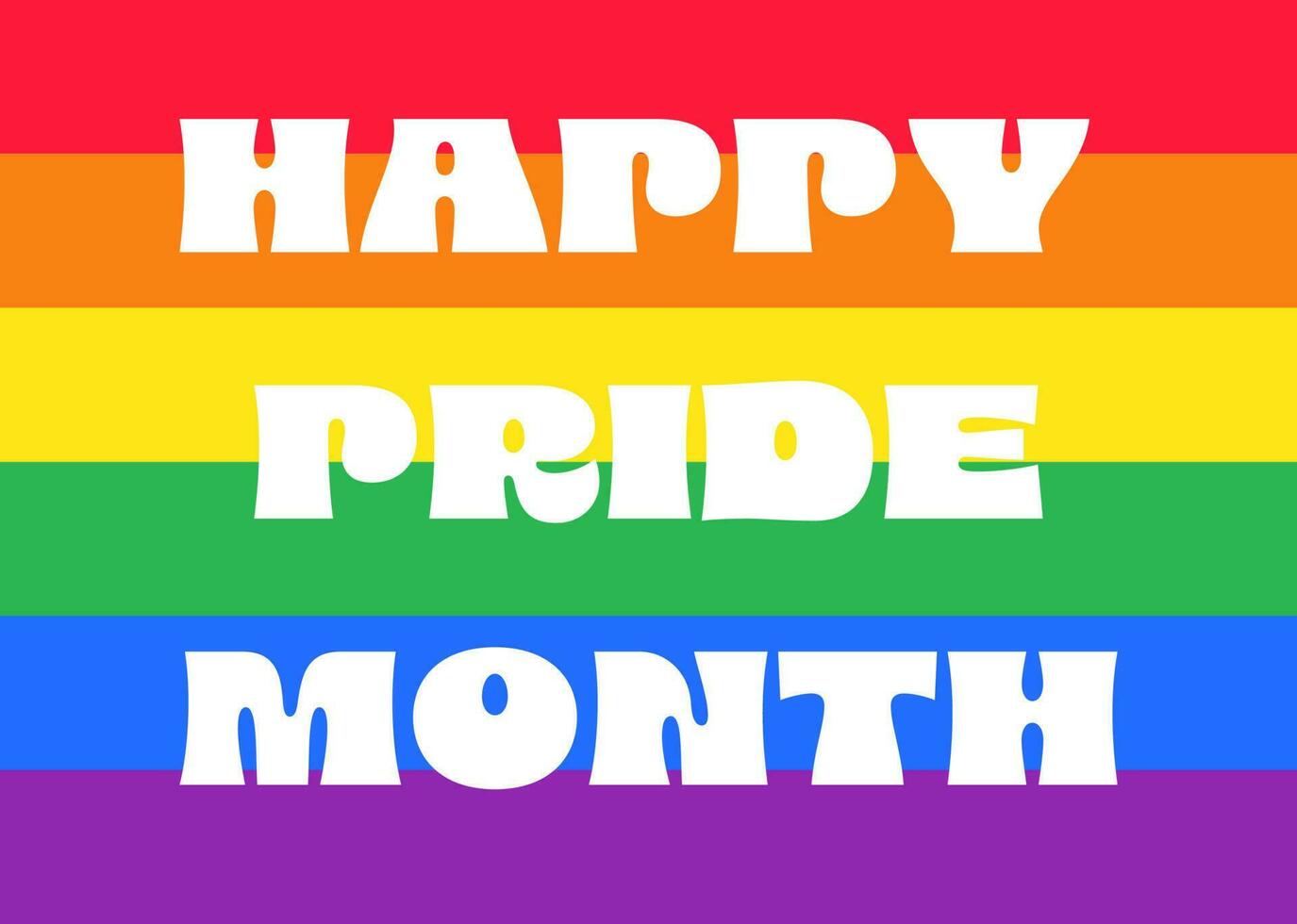 Happy pride month words on lgbt flag background. vector