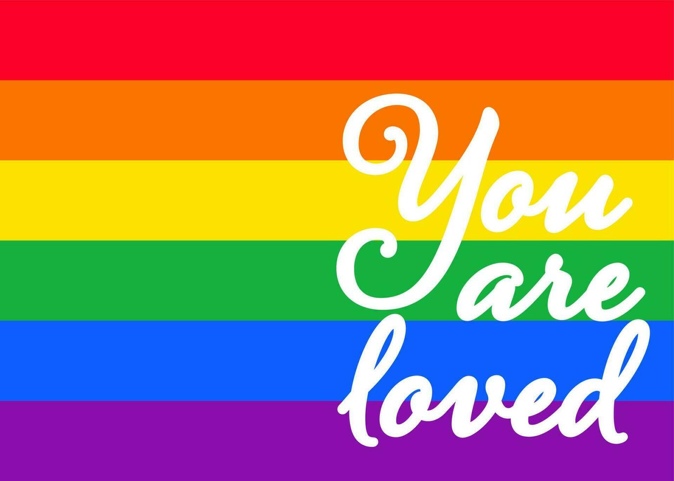 You are loved words on lgbt pride flag background. vector