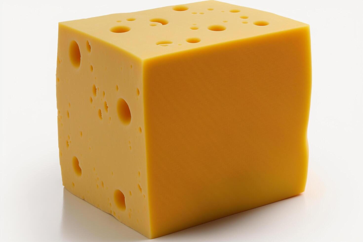 Delicious piece of cheddar cheese without packaging on white background. Emmental cheese wedge. Swiss, italian dairy fresh organic product. For cheese festival food or world cheese day by photo