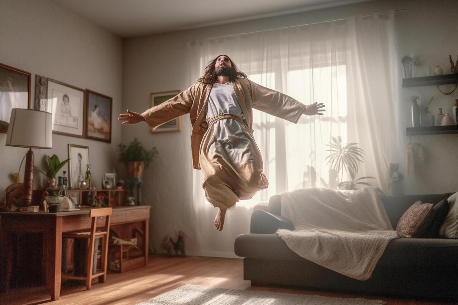 Ascension day of jesus christ or resurrection day of son of god. Good friday. Ascension day concept in living room by photo