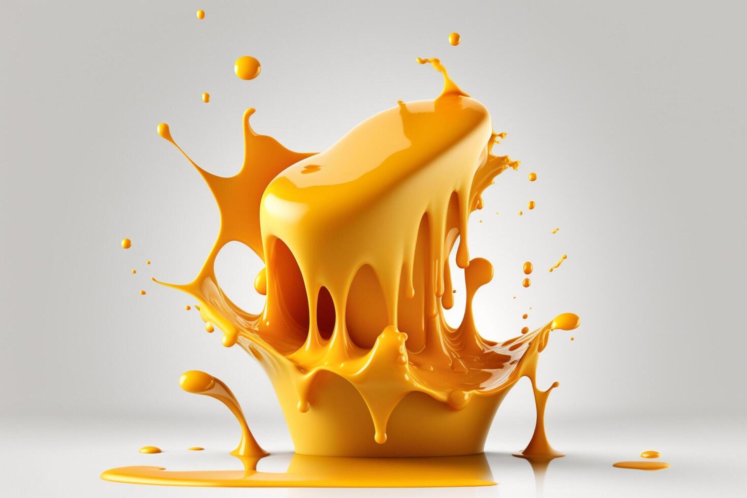 A delicious melting cheese splash in a realistic style. Hot cheese or cheddar splash. Tasty cheese liquid splash. Cheese sauce crown splash. For italian food, world cheese day, dessert by photo
