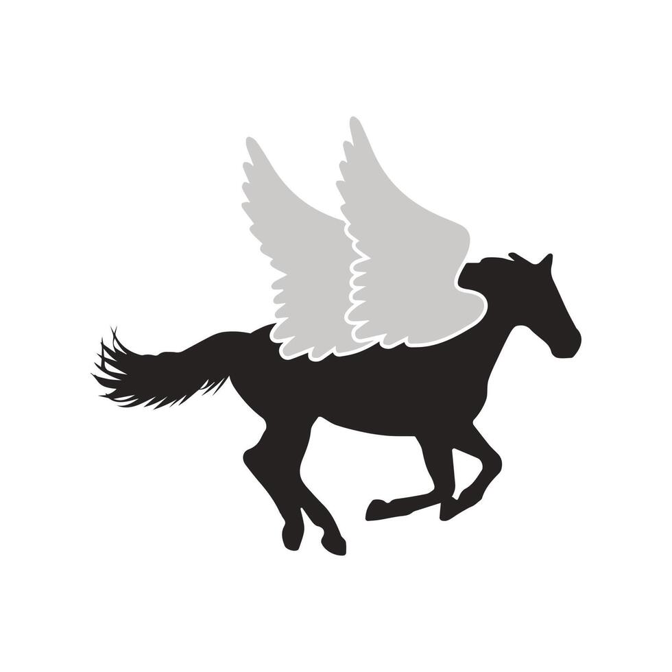 Horse running icon vector illustration flying horse with wings white and dark brown color.
