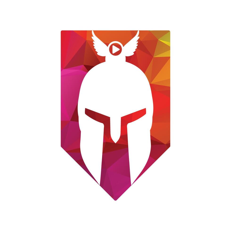 Greek warrior helmet, antiques roman helmet for head protection spartan helmet icon. descent shape and color flat design style. vector illustration