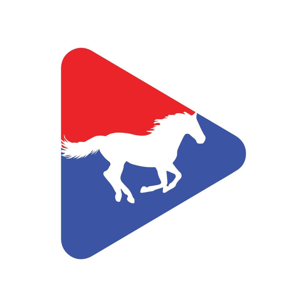 Horse running icon vector illustration inside a shape of play button.