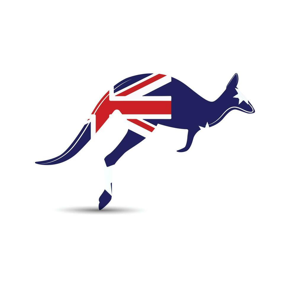 canguro saltando logo modelo australiano bandera. vector