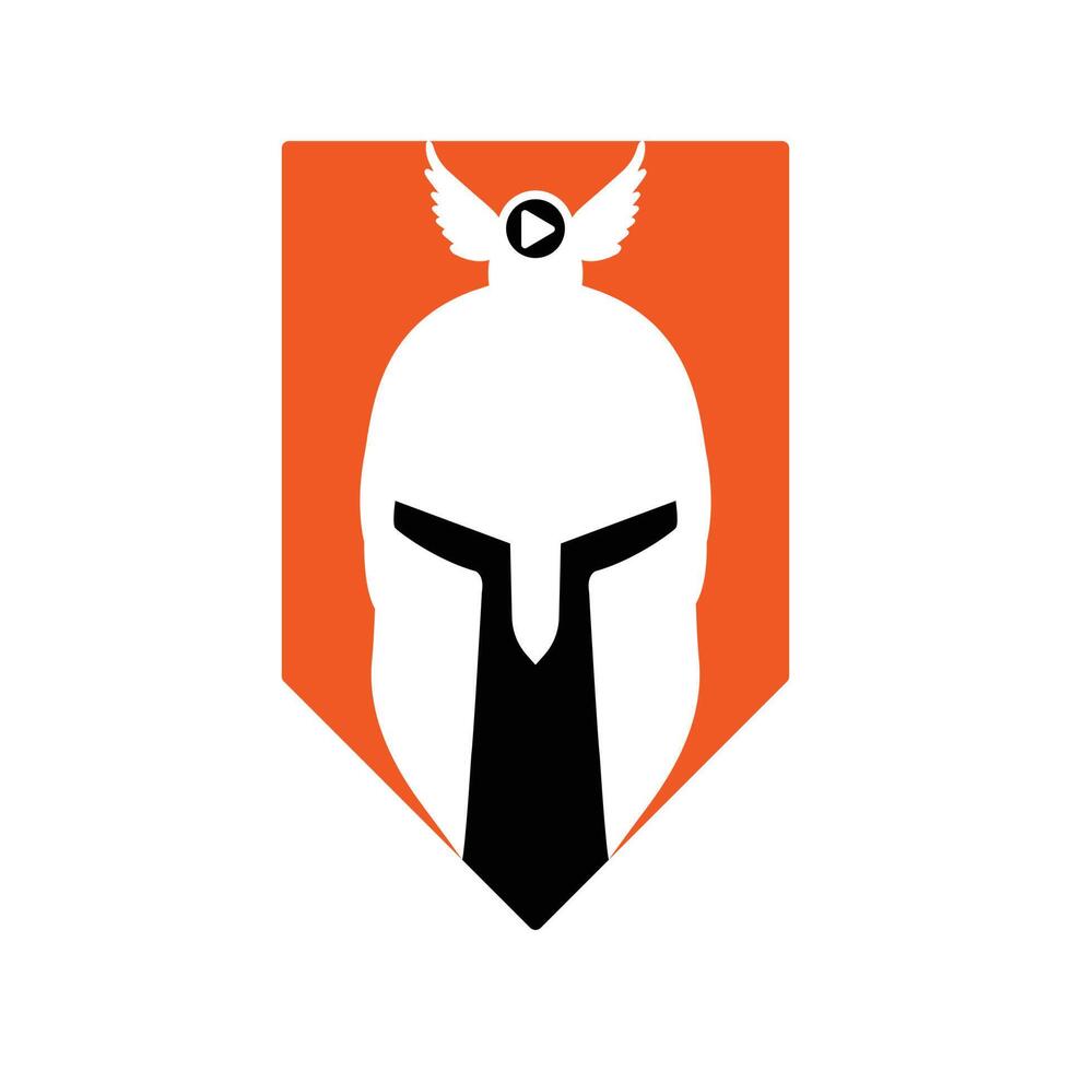 Greek warrior helmet, antiques roman helmet for head protection spartan helmet icon. descent shape and color flat design style. vector illustration