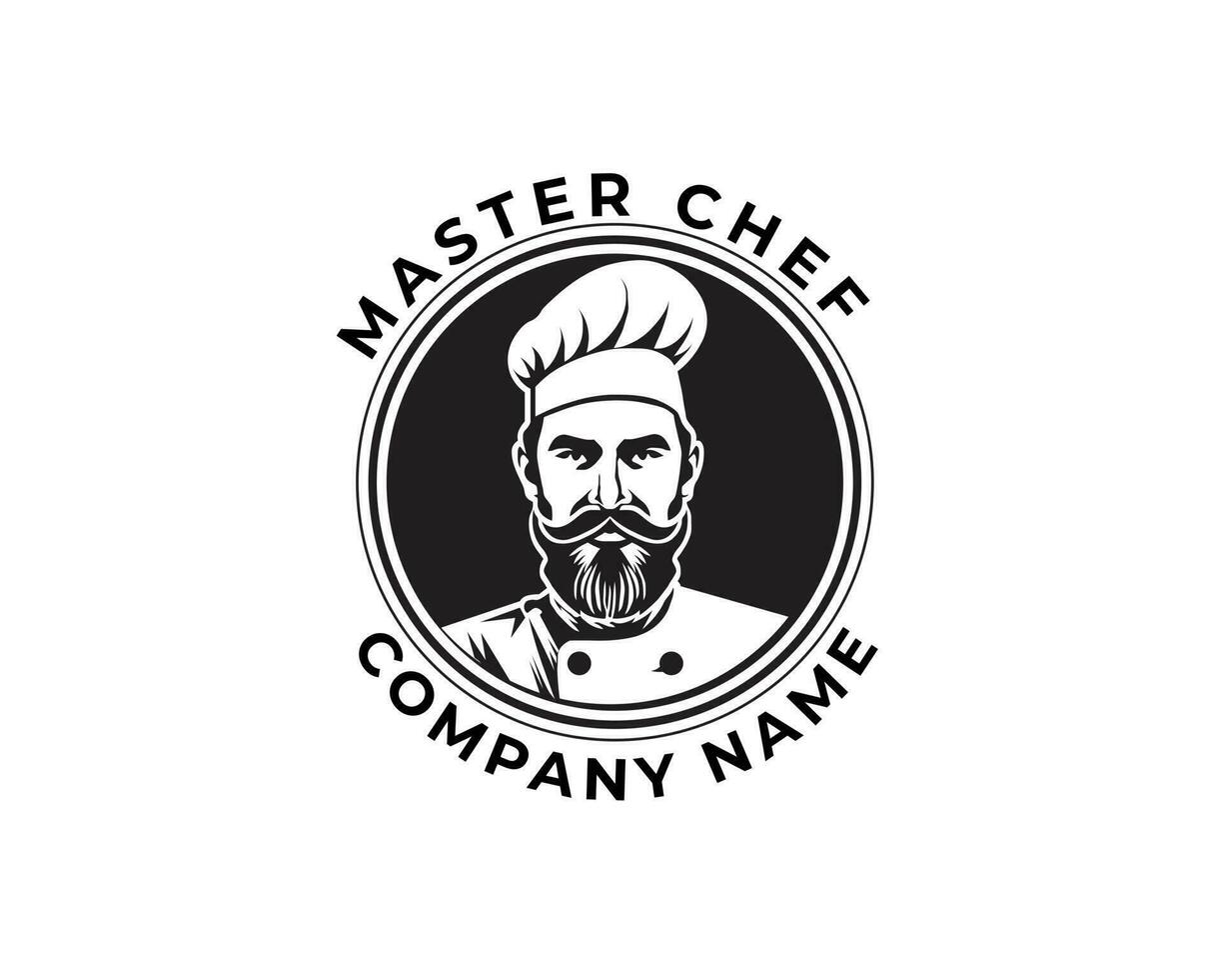 Professional Master Chef logo Template design, resaurant logo Mascot chef with hat and mustache logo design inspiration vector template, eps file